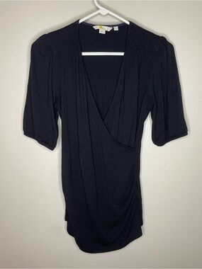 Boden Faux Wrap Top in Black Size 8